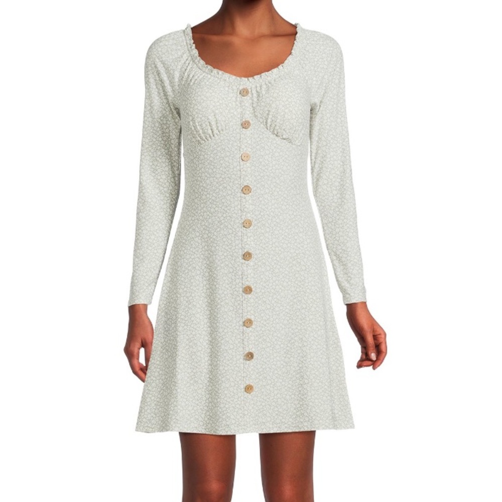 No Boundaries Juniors' Long Sleeve Button Front Dress